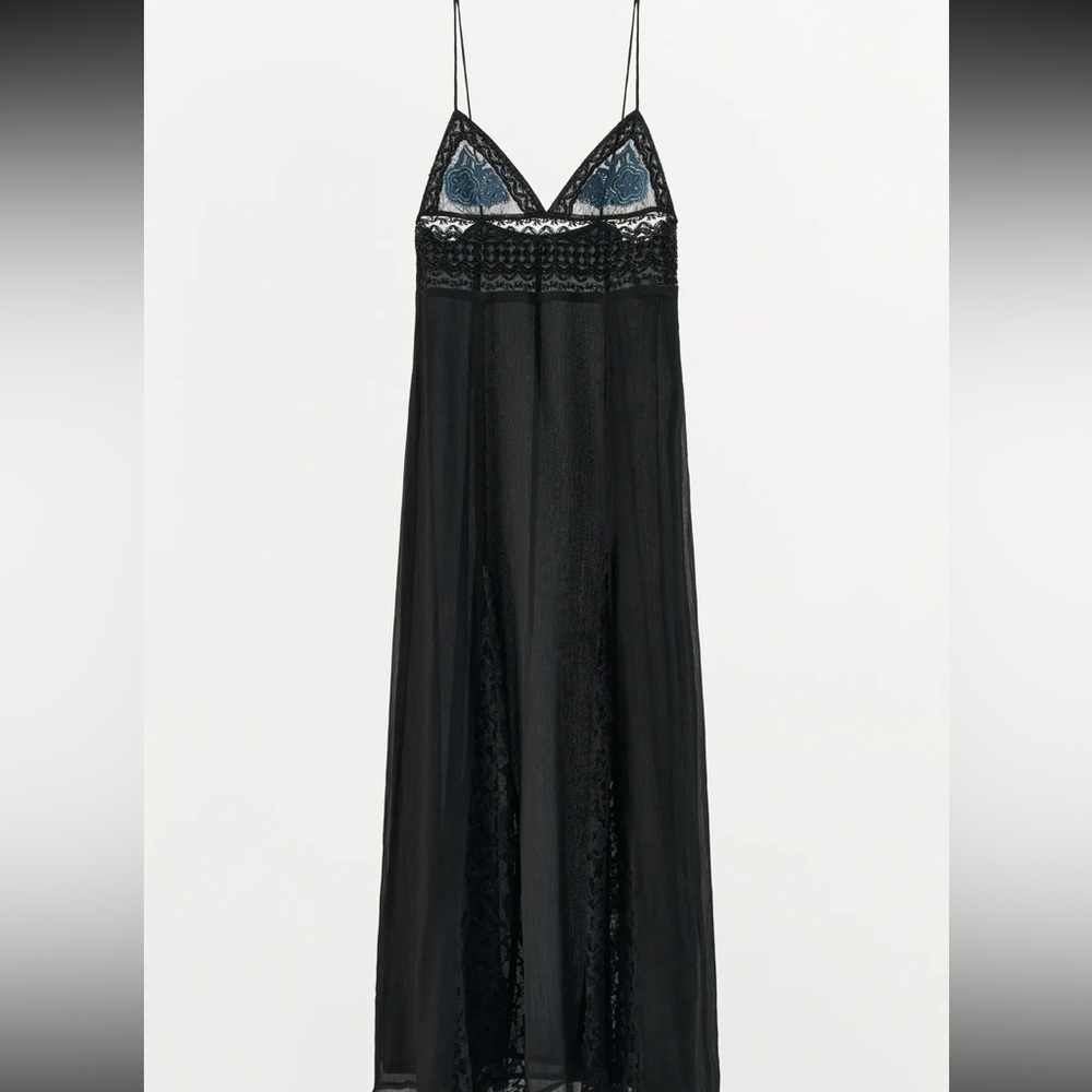 Zara Lace and beaded black slip dress new with tags